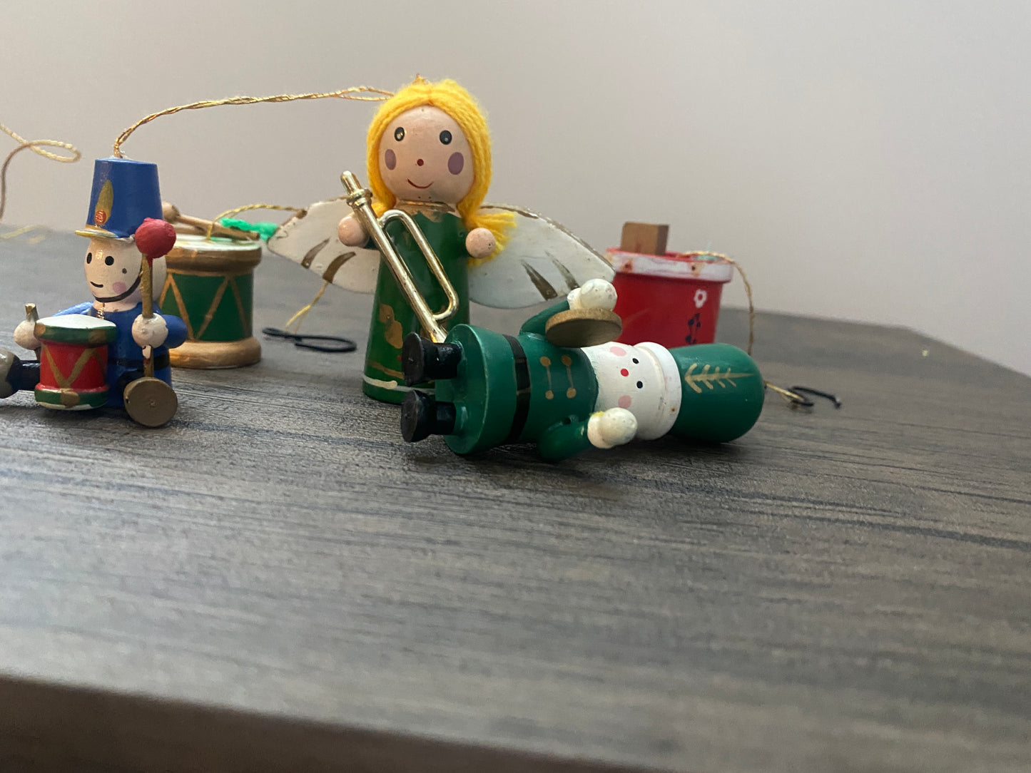 Lot of Vintage Wooden Christmas Ornaments - Handpainted Band People