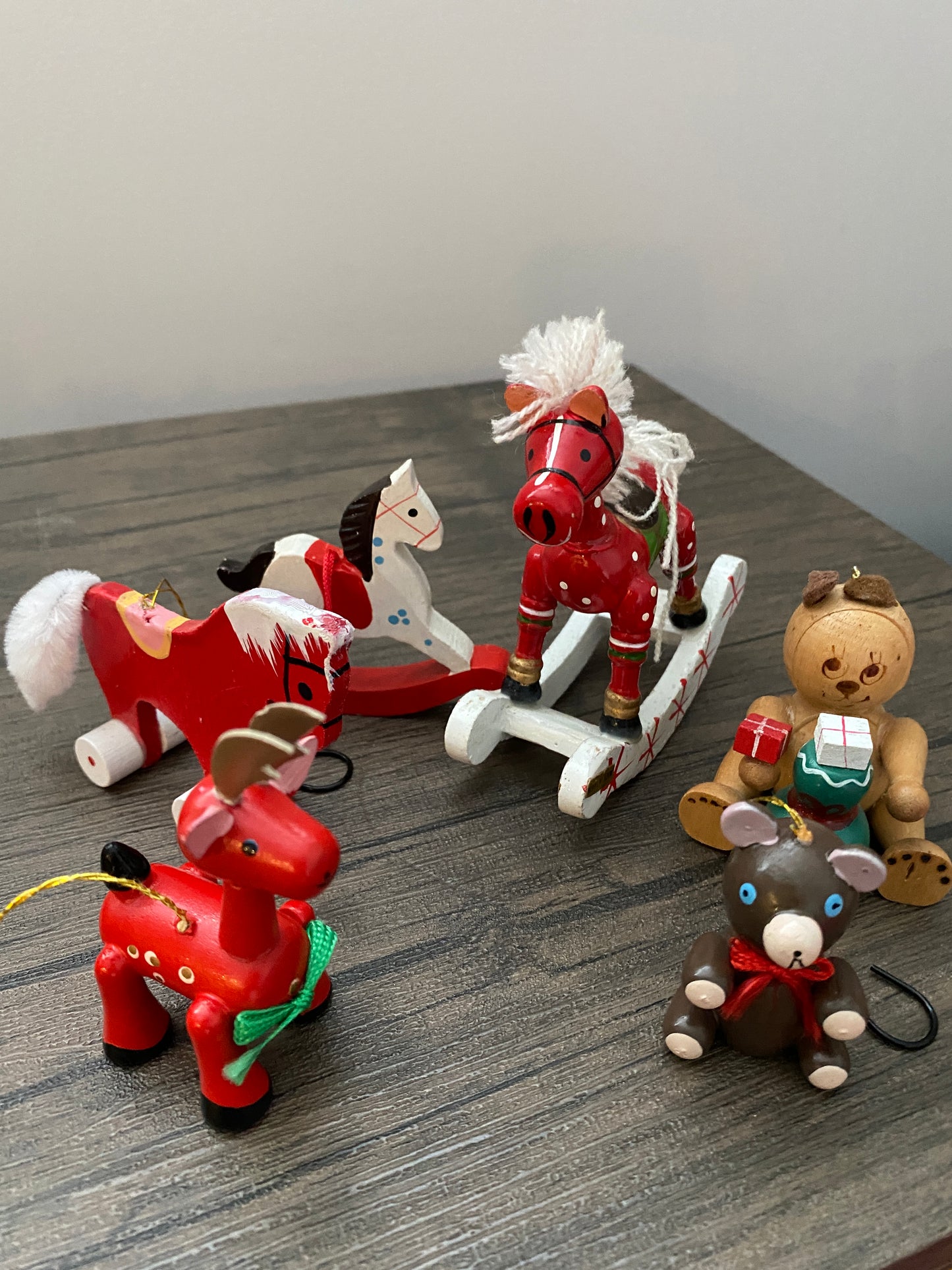 Lot of Vintage Wooden Christmas Ornaments - Handpainted Animals