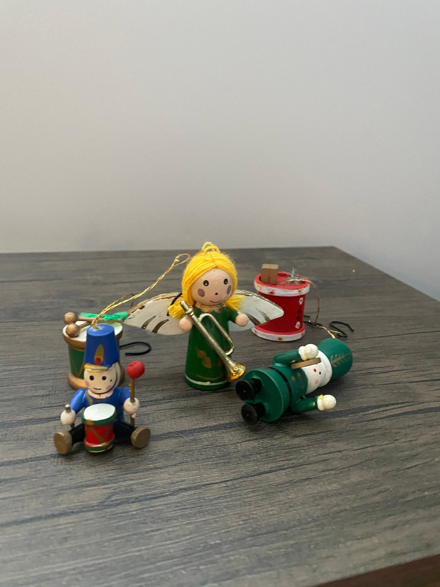 Lot of Vintage Wooden Christmas Ornaments - Handpainted Band People - Perth Market