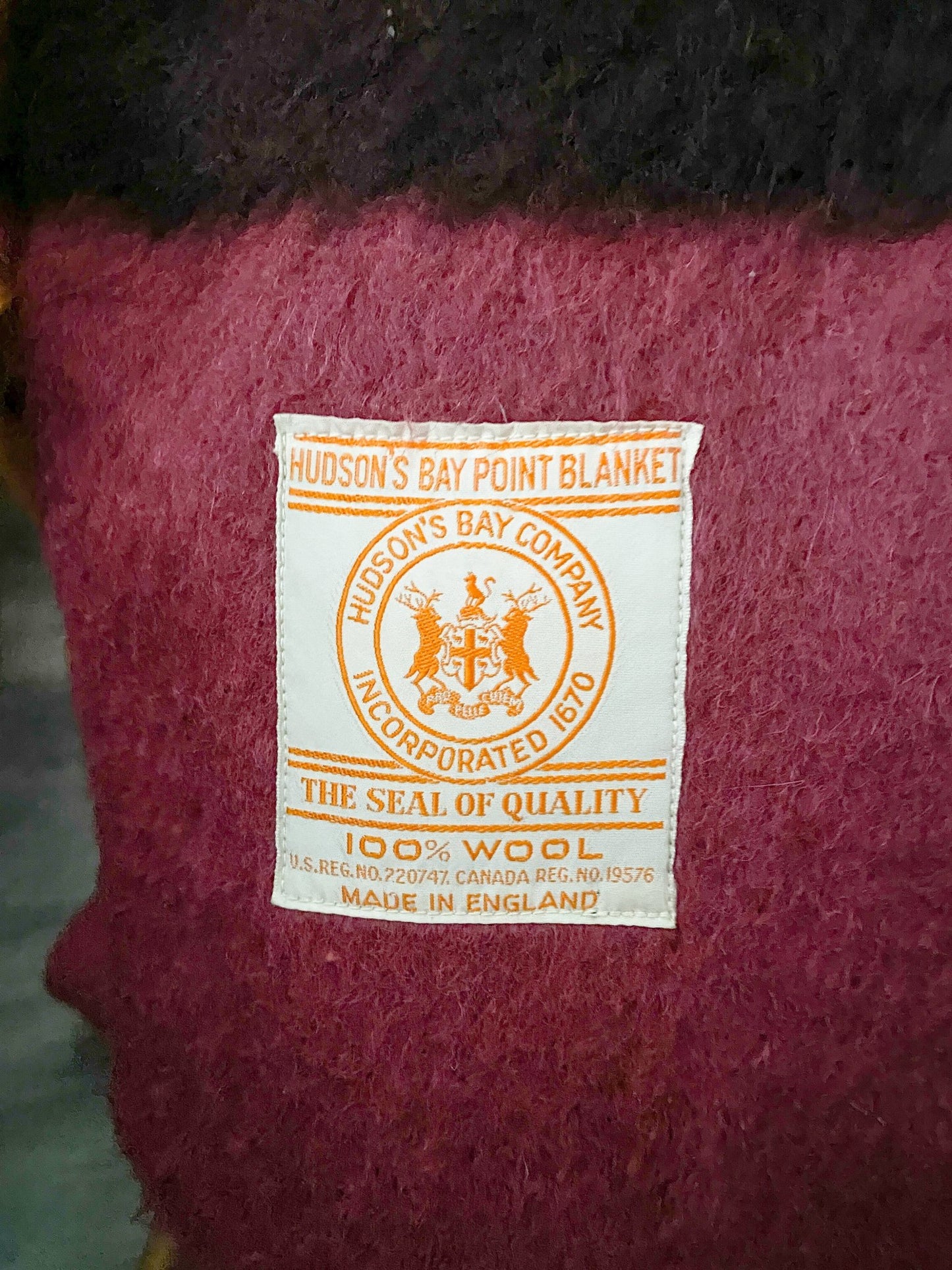 RARE Vintage Hudson Bay Company Burgundy Point Blanket - Made in England - Perth Market