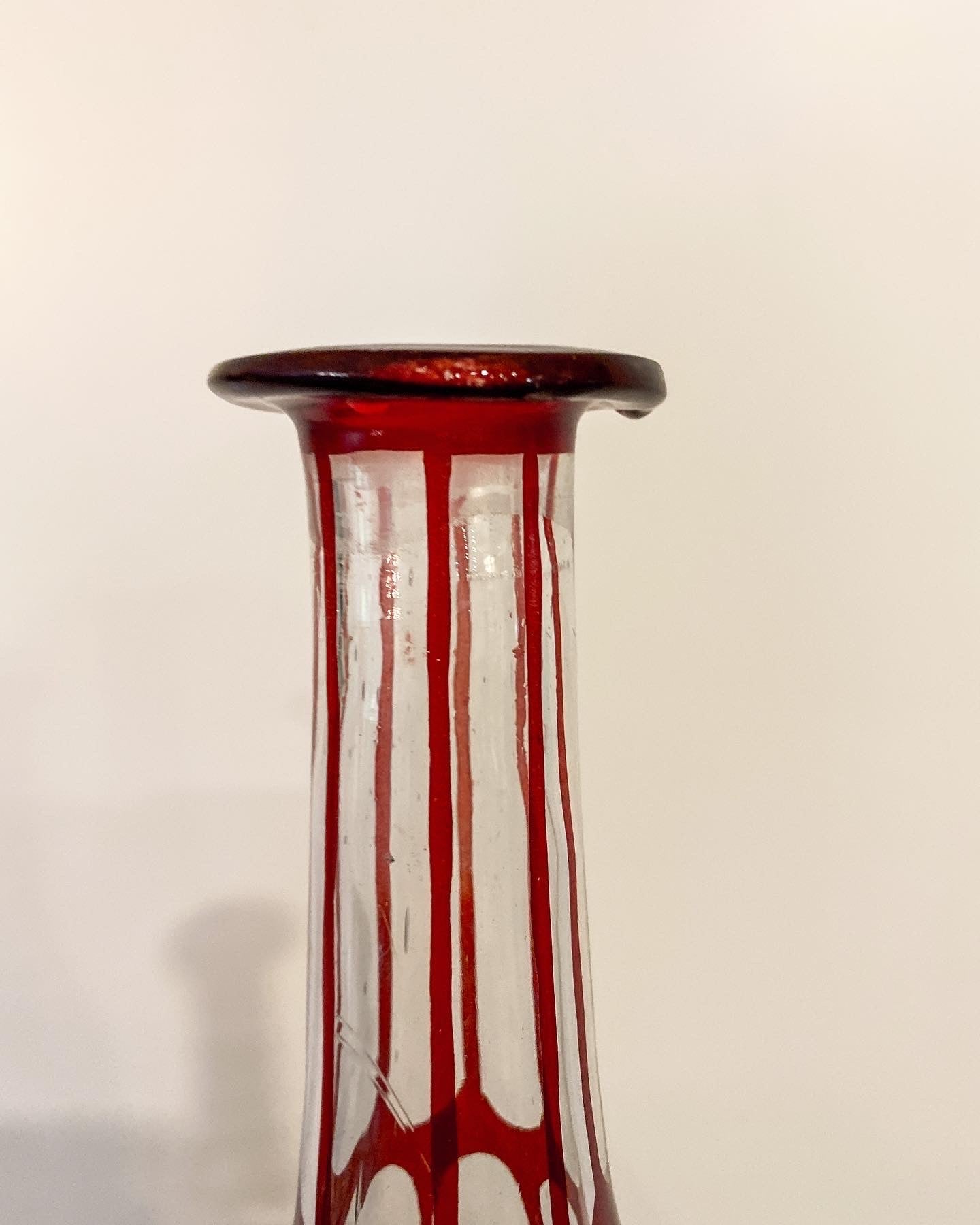 Ruby & Clear Glass Decanter / Jug - Perth Market