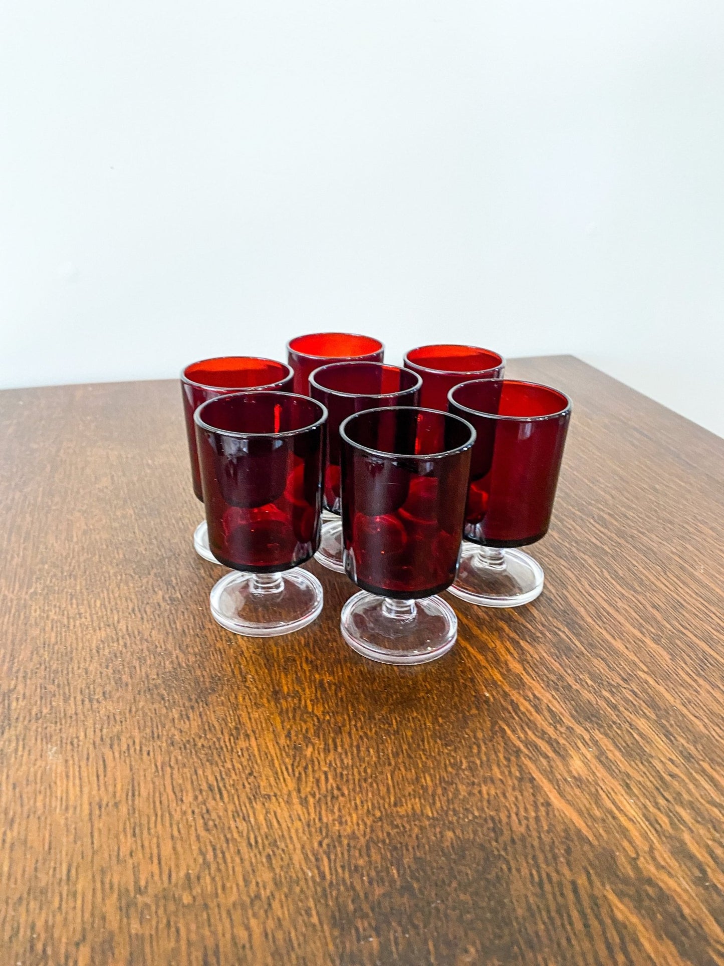 Set of 7 Small Ruby Stemmed Glasses - Perth Market