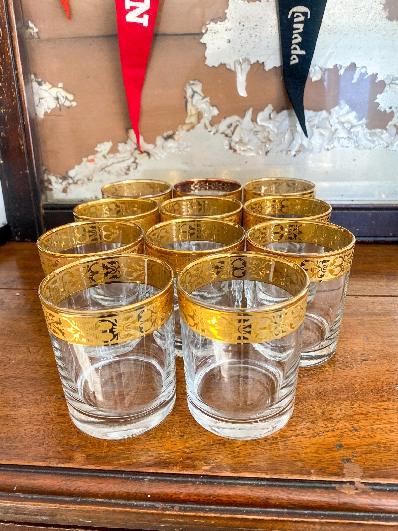 Set of Gold Rimmed Whiskey Glasses - Perth Market