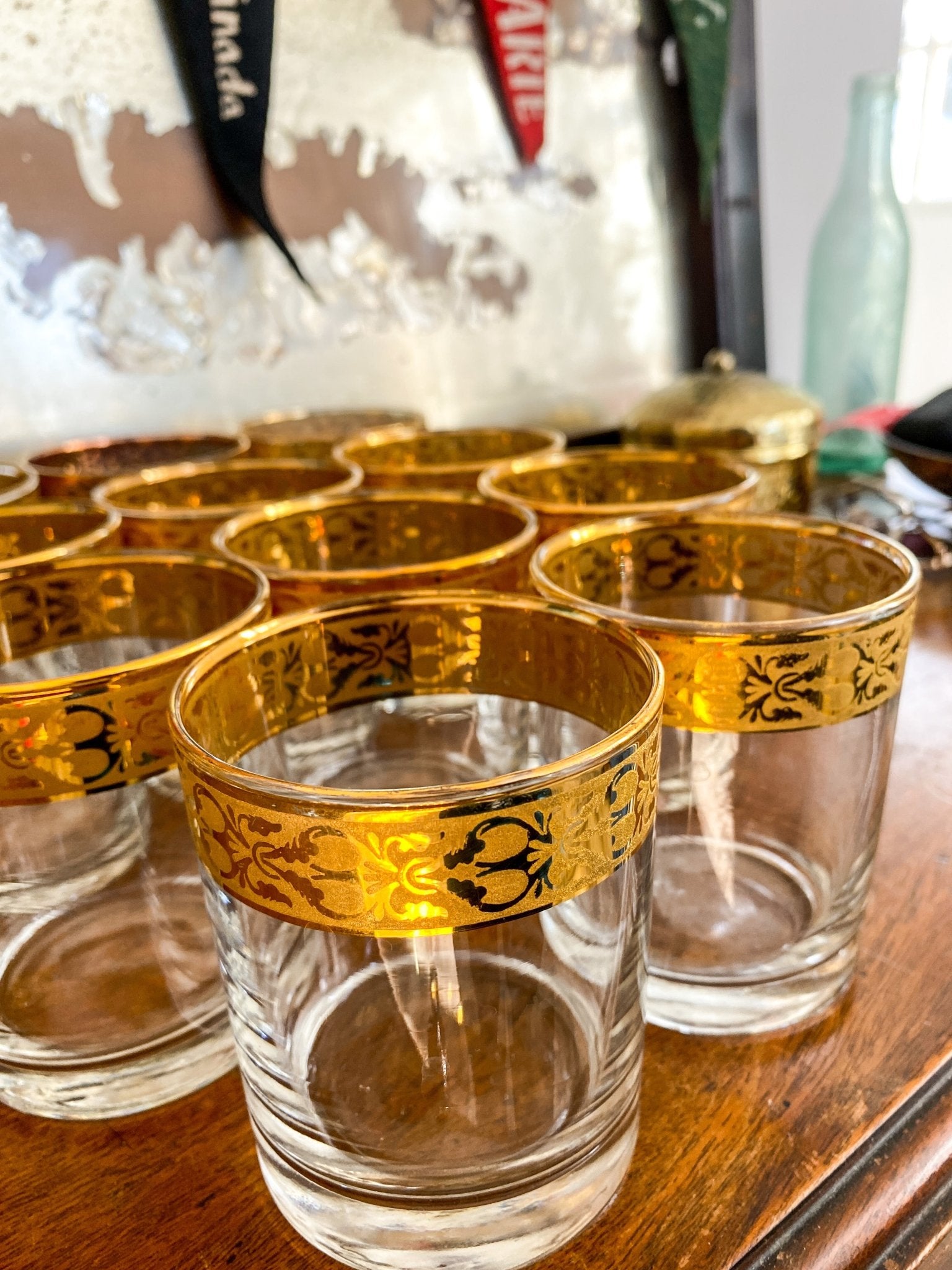 Set of Gold Rimmed Whiskey Glasses - Perth Market