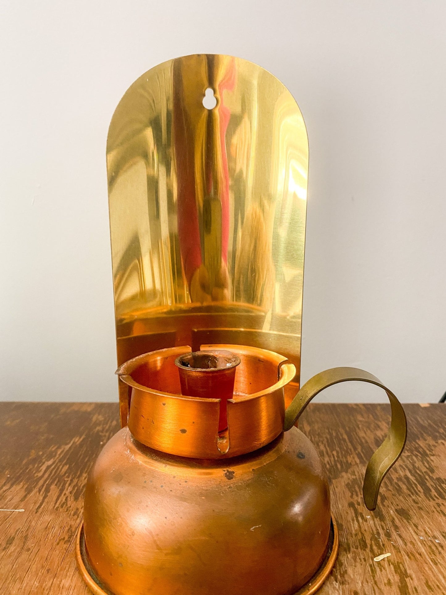 Vintage Copper Craft Guild Copper and Brass Wall Mountable Candle Stick Holder - Perth Market