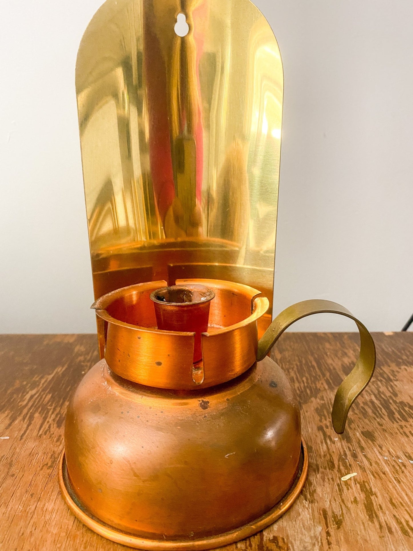 Vintage Copper Craft Guild Copper and Brass Wall Mountable Candle Stick Holder - Perth Market