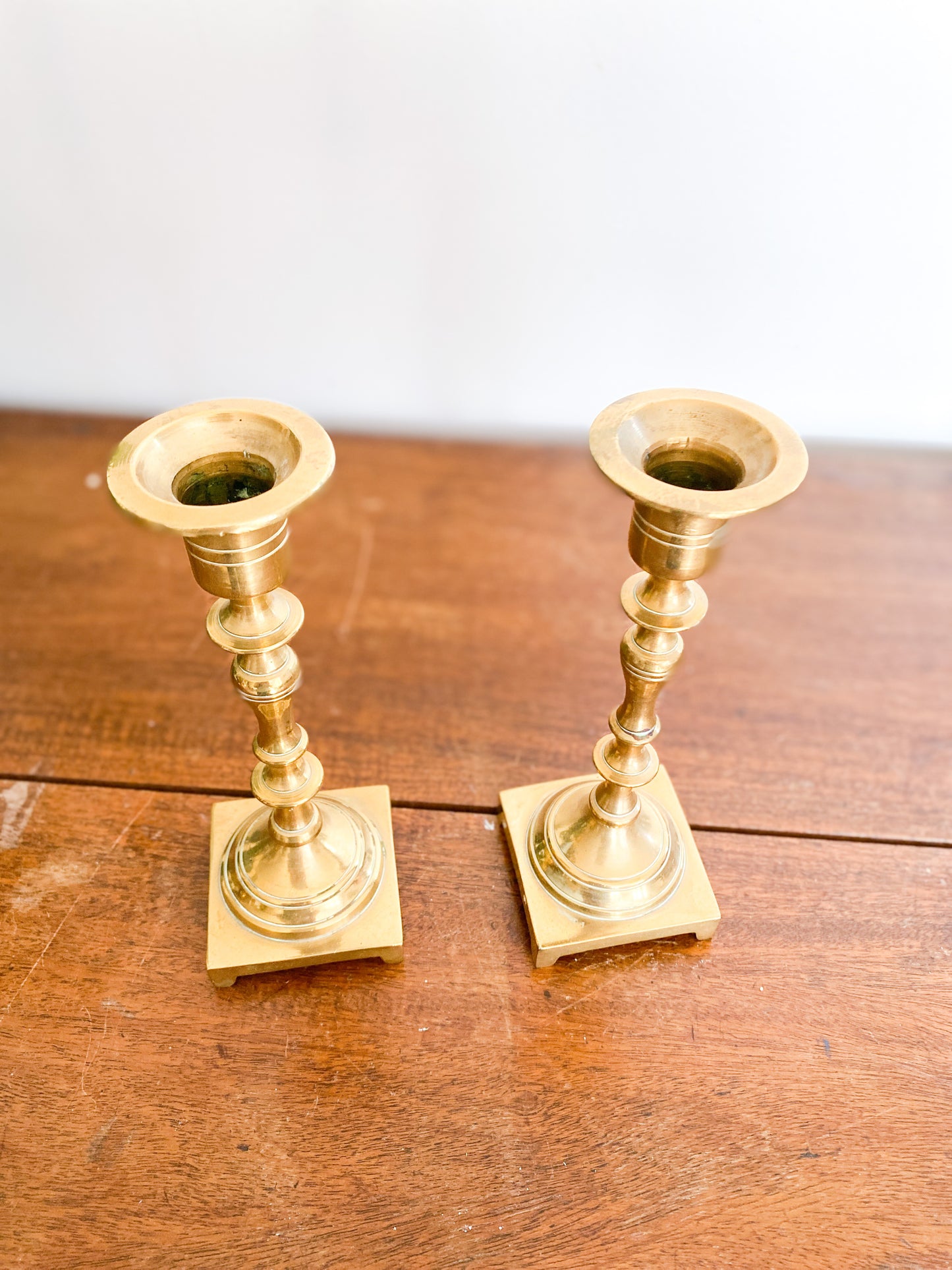 Set of Medium Sized Brass Candlestick Holders