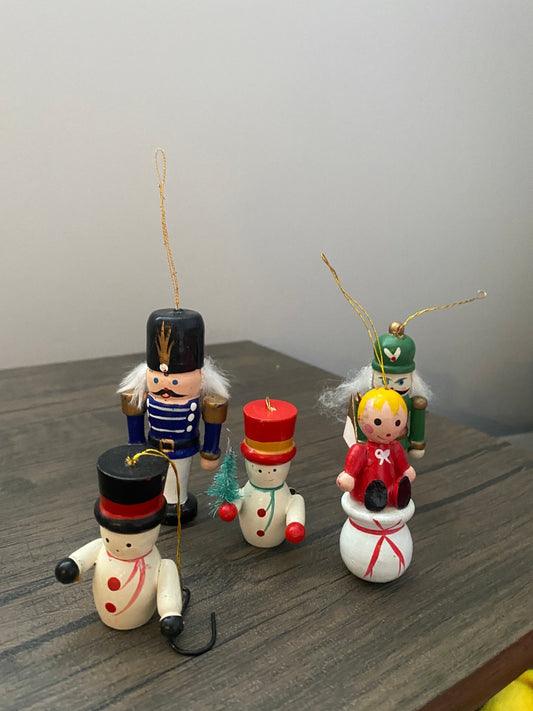 Lot of Vintage Wooden Christmas Ornaments - Perth Market