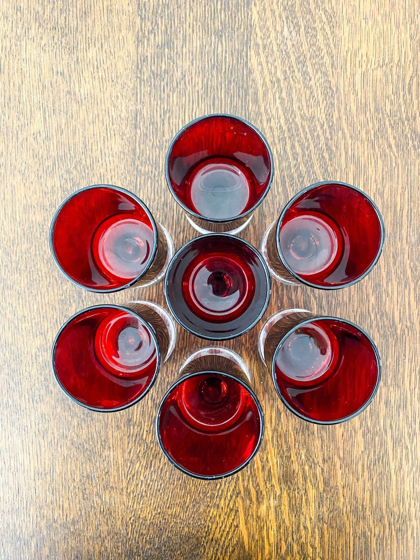 Set of 7 Small Ruby Stemmed Glasses - Perth Market