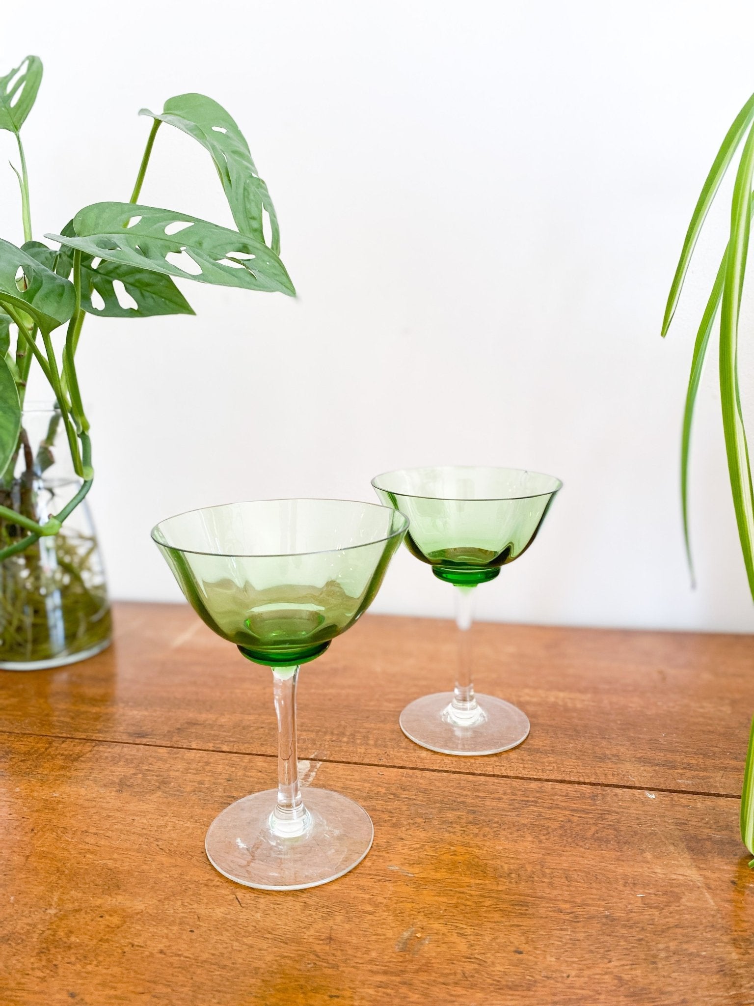 Small Green Champagne Glasses (Set of 2) - Perth Market