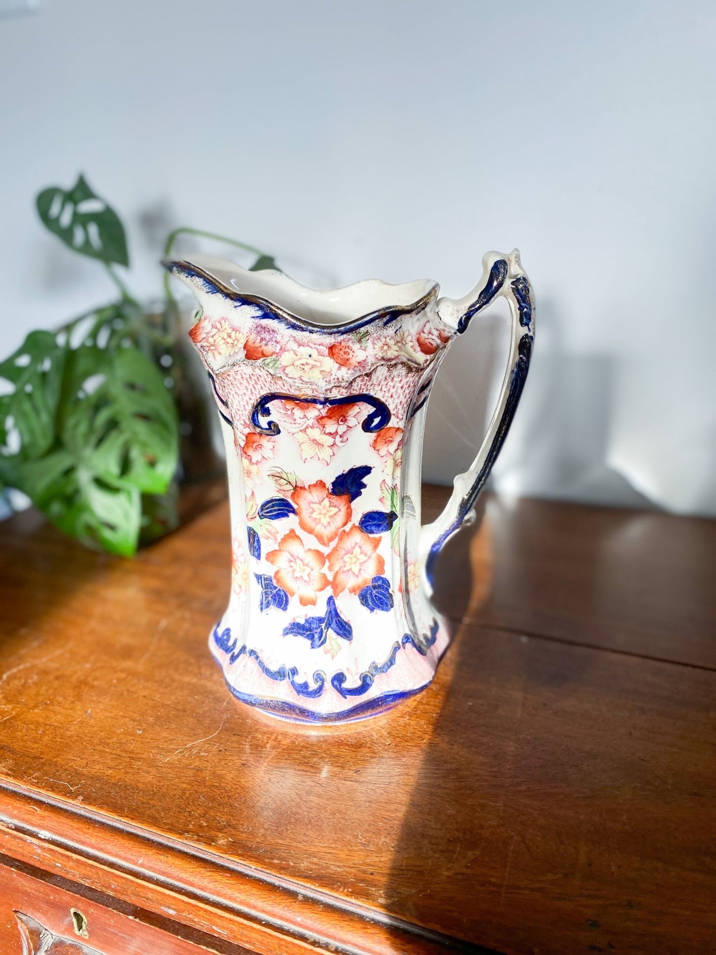 Stunning Antique Pitcher with Royal Blue & Deep Orange Embelishments - Perth Market