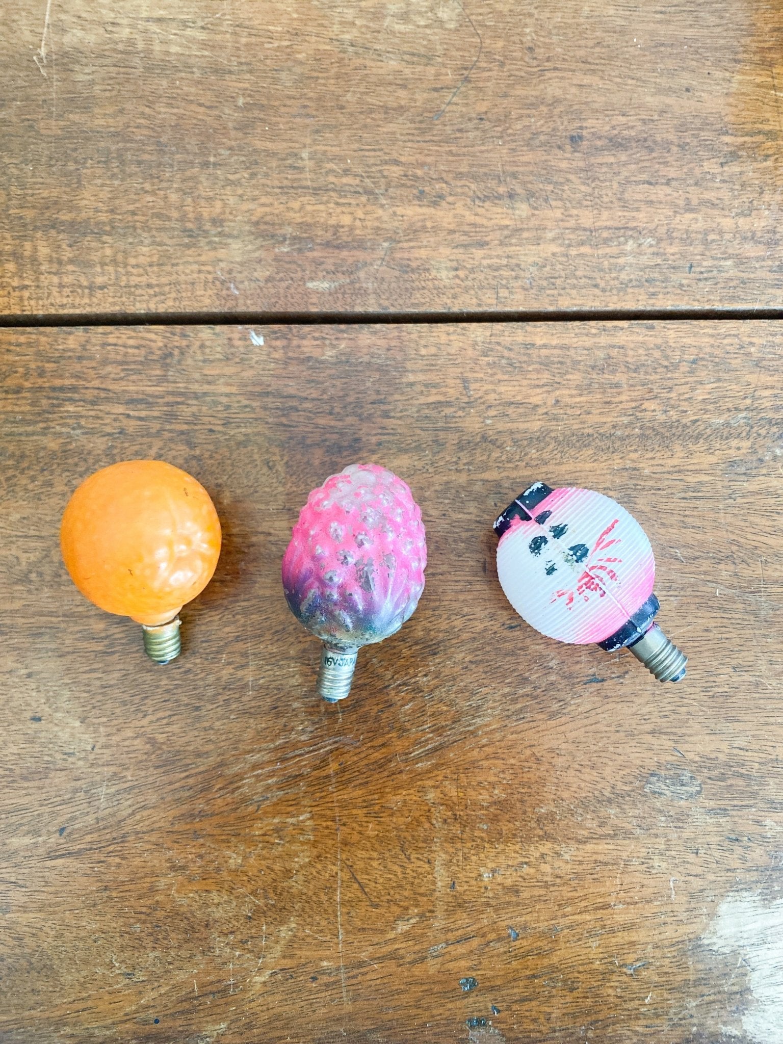 Vintage Milk Glass Handpainted Christmas Bulbs - Pinecone, Orange, Chinese Lantern - Perth Market