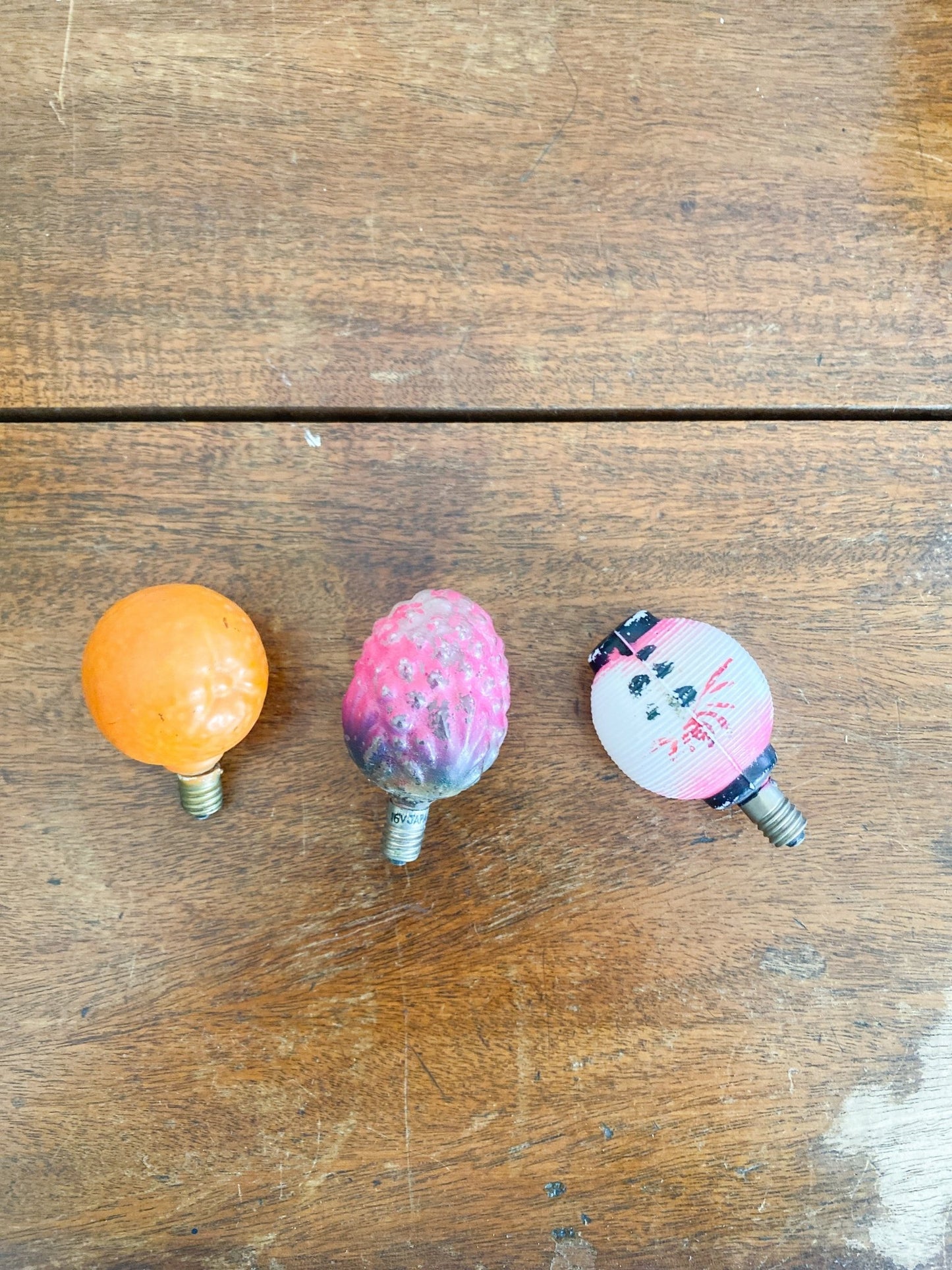 Vintage Milk Glass Handpainted Christmas Bulbs - Pinecone, Orange, Chinese Lantern - Perth Market