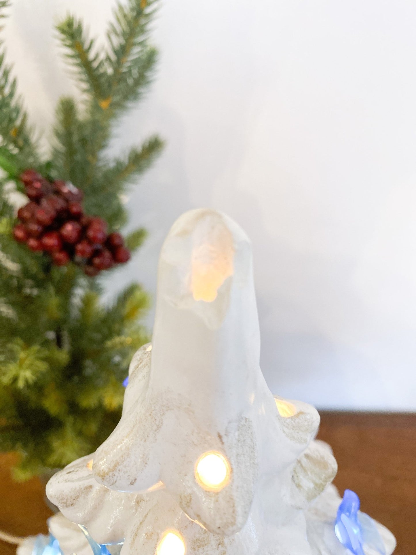White Vintage Ceramic Christmas Tree with Light - Perth Market