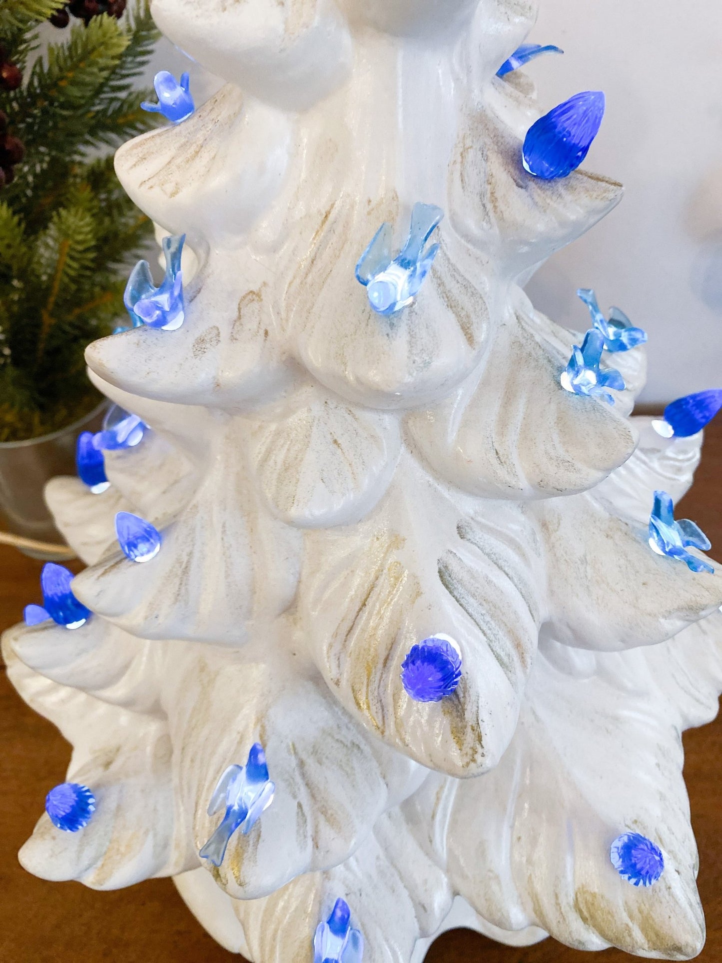 White Vintage Ceramic Christmas Tree with Light - Perth Market
