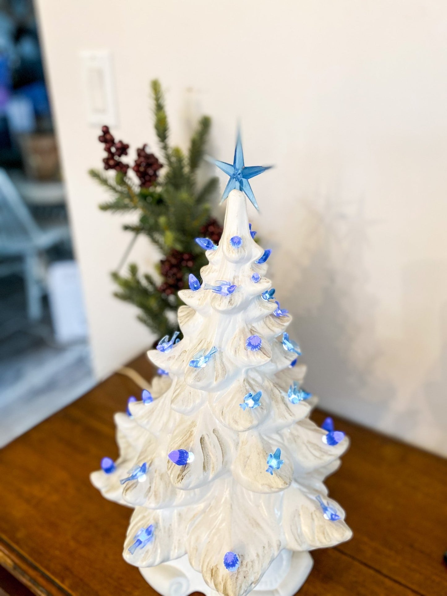 White Vintage Ceramic Christmas Tree with Light - Perth Market